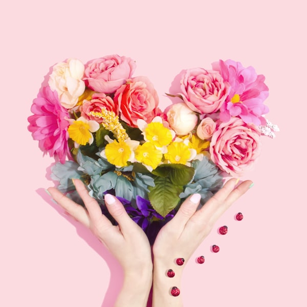 Heart-shaped arrangement of roses